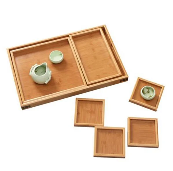 Large Nesting Serving Wooden Trays for Breakfast/Coffee Table/Food/Desk Organizer