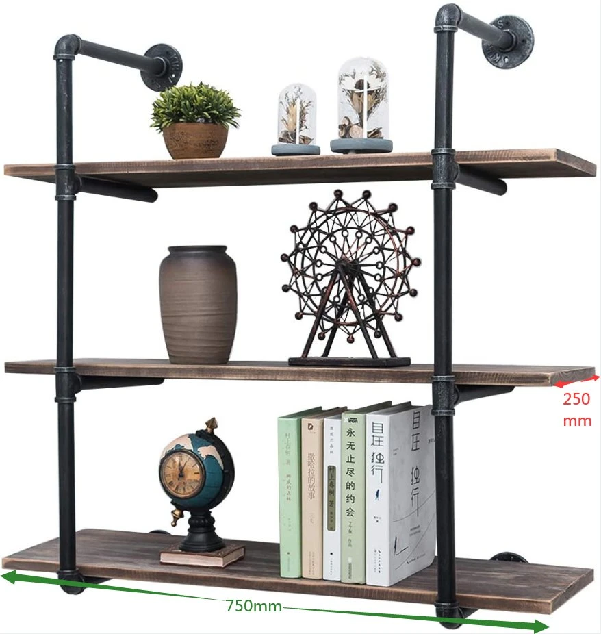 Cast Iron Metal Pipe Frame Wall Decoration Shelf Bracket Wood Shelf Wall Mounted