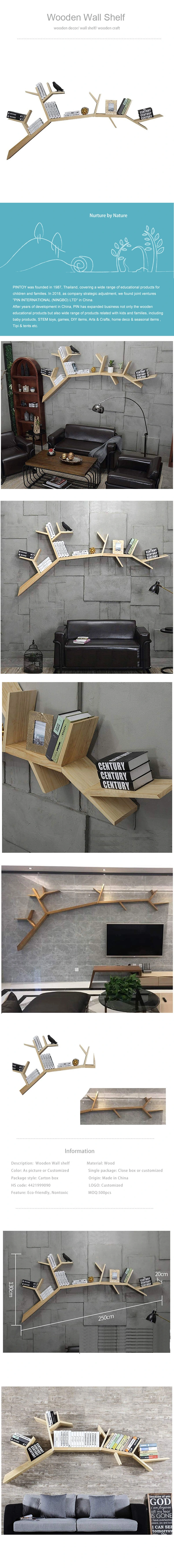 Wood Tree Branch Bookshelf Living Room Wall Decoration Shelf