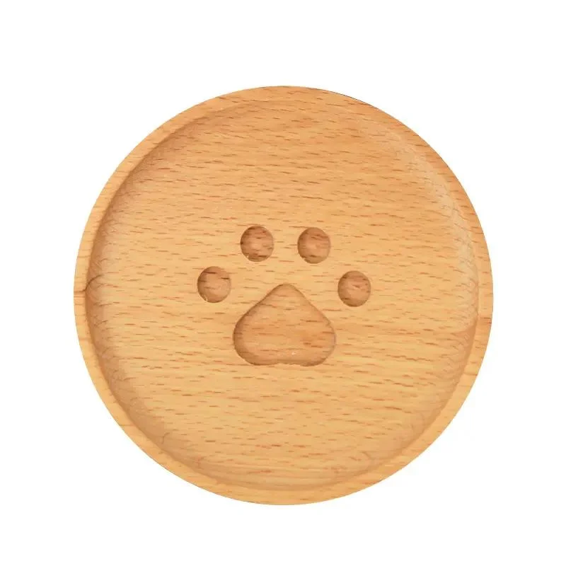 Round Shape Rubber Wood Cup Coasters for Drinking