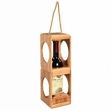 Creative Assembled Wood Red Wine Box with Rope Handle