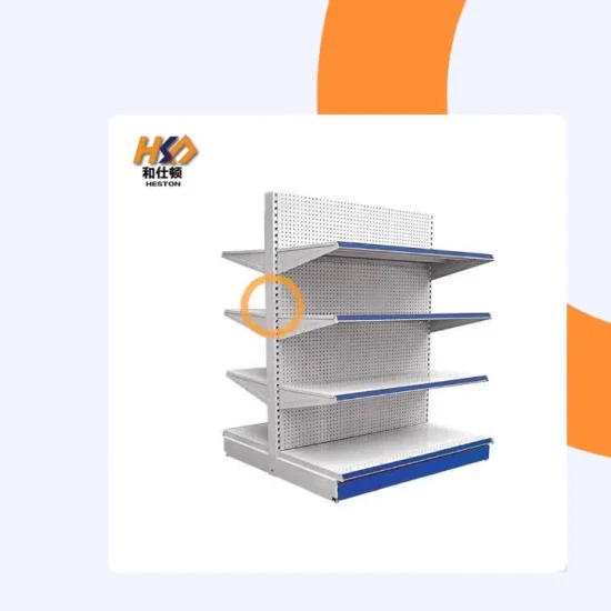 Wood Color Metal Cabinet Display Shelf Wall Supermarket Shelf with Light Box