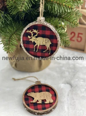 Complex Material Wood Cloth Handmade Custom Animals 2022 New Hanging Christmas Ornament for Christmas Decoration